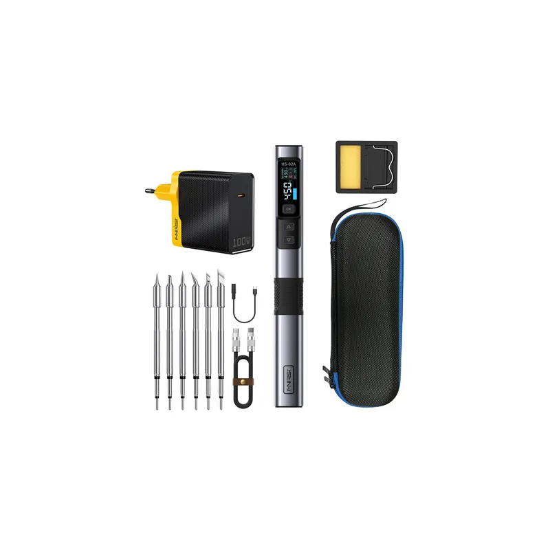 100 W smart soldering iron with FNIRSI HS-02A MAX tool kit